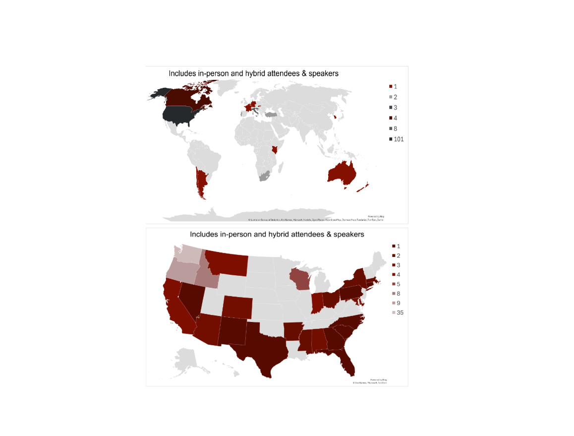 heat map of the united states and all continents to show attendance rate from each place